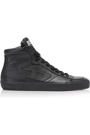 Diesel Sko, Herre, Sort, 40 EU, Læder, Sort Læder Mid Top Sneakers