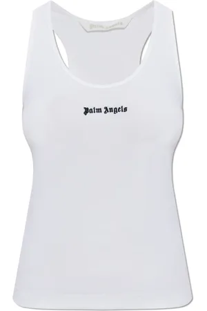 Palm Angels Top, Dame, Hvid, XS, Bomuld, Top med broderet logo