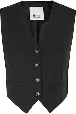 ERIKA CAVALLINI Jakke, Dame, Sort, 2XS, Uld, Stilfuld Sabrina Vest