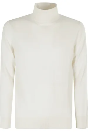ELEVENTY Strik, Herre, Hvid, M, Cashmere, Tipping Turtleneck Sweater