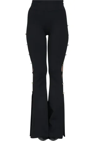VERSACE Bukser, Dame, Sort, L, Sorte afslappede bukser med flare ben