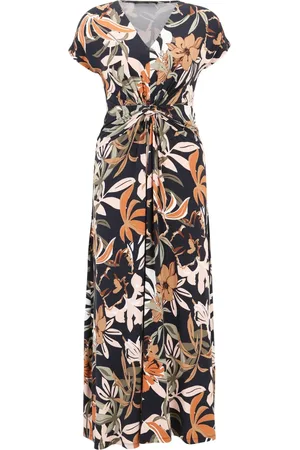 Betty Barclay Kjole, Dame, Flerfarvet, 4XL, Uld, Blomstret Midi Kjole med Rynkning