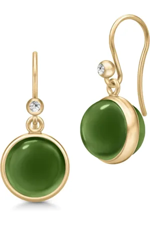 Julie Sandlau Tilbehør, Dame, Grøn, ONE SIZE, Uld, Grøn Cabochon Prime Øreringe