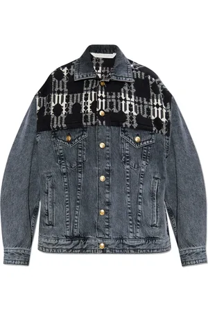 Palm Angels Jakke, Dame, Grå, S, Denim, Denimjakke med logo