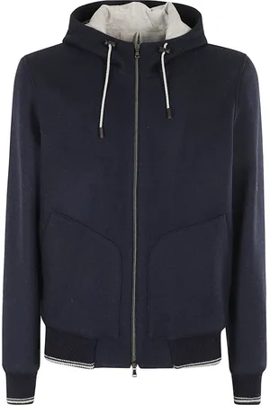 L.B.M. 1911 Sweathshirts & Hoodies, Herre, Blå, L, Uld, Uld Zip Hoodie Kontrast Trim