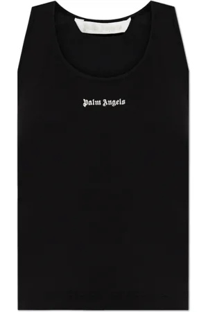 Palm Angels Top, Dame, Sort, XS, Bomuld, Top med broderet logo
