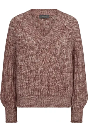 Mos Mosh Strik, Dame, Rød, XS, V-Neck Strik Sweater Rosette