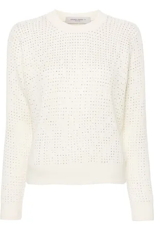 Golden Goose Strik, Dame, Hvid, S, Uld, Hvid Crewneck Sweatshirt