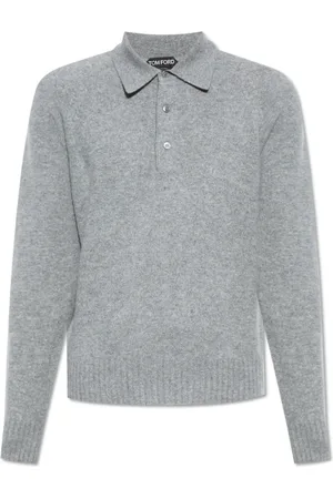 Tom Ford Strik, Herre, Grå, 2XL, Cashmere, Polo Sweater