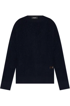 Dsquared2 Strik, Dame, Blå, XS, Uld, Ribstrikket sweater