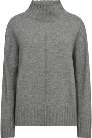 Mos Mosh Strik, Dame, Grå, XL, Cashmere, Cashmere Highneck Strik Sweater Sharkskin