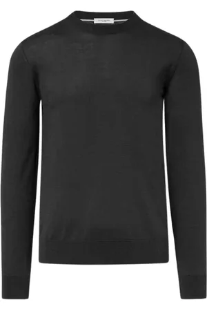 Paolo Pecora Strik, Herre, Sort, 2XL, Bomuld, Silke Bomuld Crew Neck Sweater