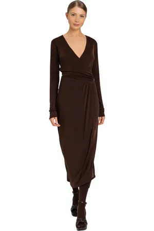 Twin-Set Kjole, Dame, Brun, S, Brun Jersey Kjole med Draperet Front