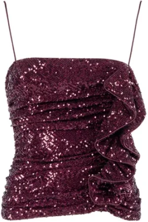 Nenette Top, Dame, Lilla, S, Paillet Draperet Top