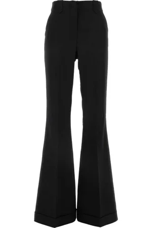 Andamane Bukser, Dame, Sort, S, Uld, Sort Flared-Leg Twill Bukser