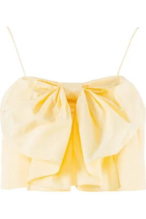 Nenette Top, Dame, Gul, XS, Polyester, Cropped Top med Bue Detalje