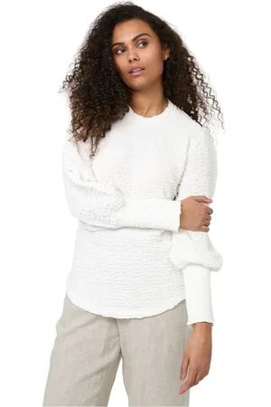 Elton Top, Dame, , 3XL, Bomuld, Bernie Langærmet T-shirt - Vanilla
