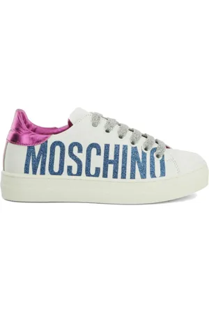 Moschino Sko, Dame, Hvid, 37 EU, Læder, Hvid Læder Sneaker med Glitter Logo