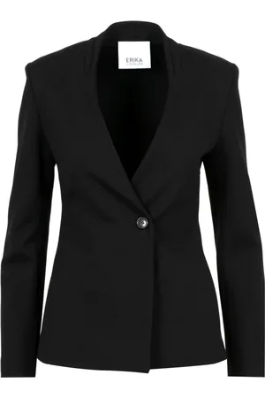 ERIKA CAVALLINI Jakke, Dame, Sort, M, Uld, Sort Milano Stitch Jakke Dyb V
