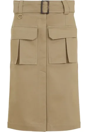 Chloé Nederdel, Dame, Brun, XS, Bomuld, Khaki Midi Nederdel
