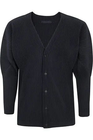 Issey Miyake Strik, Herre, Blå, L, Polyester, Navy Basics Cardigan