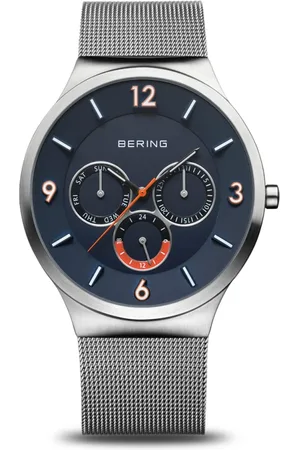 Bering Tilbehør, Herre, Blå, ONE SIZE, Uld, Klassisk Milanese Sølv Kvartsur
