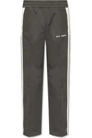Palm Angels Bukser, Herre, Grøn, XS, Tyl, Bukser med broderet logo
