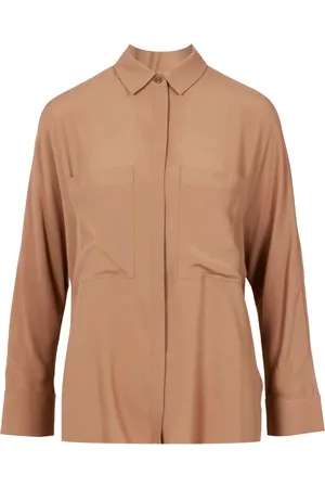 SEMICOUTURE Bluser & Skjorter, Dame, Brun, XS, Oriana Crepe de Chine Skjorte