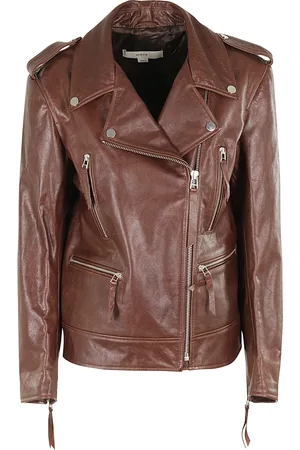 REMAIN Birger Christensen Jakke, Dame, Brun, XS, Læder, Klassisk Læder Bikerjakke