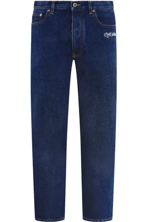 OFF-WHITE Jeans, Herre, Blå, W32, Bomuld, Script Tapered Jeans