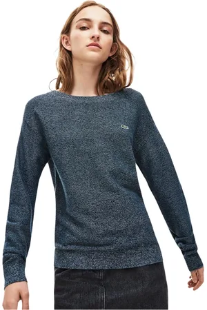 Lacoste Strik, Dame, Blå, 2XL, Bomuld, Blå Sweater Kollektion