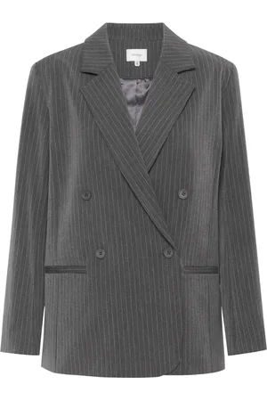 Gestuz Jakke, Dame, Grå, XS, Polyester, Grå Pinstripe Oversized Blazer