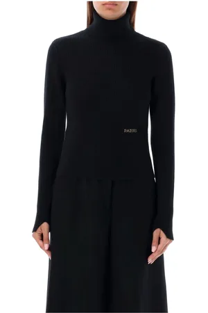 Patou Strik, Dame, Sort, M, Uld, Sort Strik Høj Hals Sweater