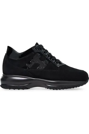 Hogan Sko, Dame, Sort, 41 EU, Suede, Sorte Interaktive Ruskind Sneakers med Patentdetaljer