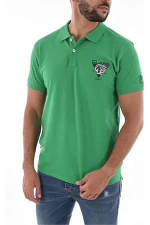 Roberto Cavalli Top, Herre, Grøn, L, Bomuld, Grøn Polo Skjorte 100% Bomuld