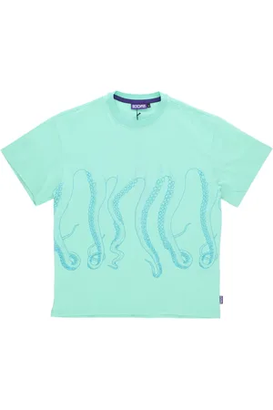 Octopus Top, Herre, Grøn, XL, Bomuld, Tentakler Logo Print Tee