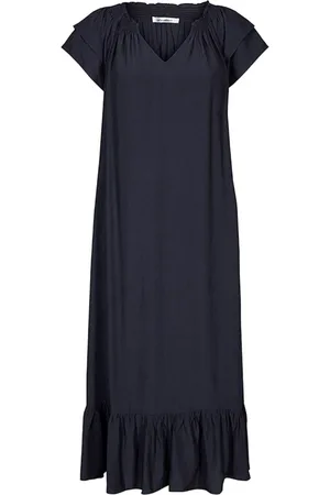 Co`Couture Kjole, Dame, Blå, XS, Polyester, Sunrise Kjole med Korte Ærmer og Flæser