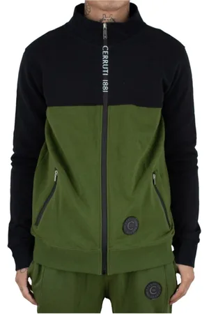 Cerruti 1881 Sweathshirts & Hoodies, Herre, Grøn, S, Bomuld, Sort Zip Sweatshirt - Argeles