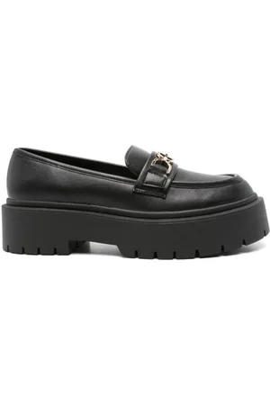 Twin-Set Sko, Dame, Sort, 41 EU, Læder, Sort Læder Logo-Spænde Sandaler