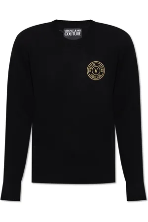 VERSACE Strik, Herre, Sort, L, Bomuld, Trøje med logo