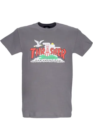 Thrasher Top, unisex, Grå, XL, Bomuld, Byen Kulgrå Herre T-shirt