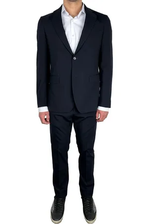 Aquascutum Jakkesæt, Herre, Blå, 2XL, Uld, Elegant italiensk marineblåt jakkesæt