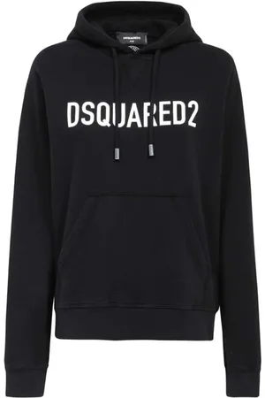 Dsquared2 Sweathshirts & Hoodies, Dame, Sort, XS, Bomuld, Logo Print Cotton Hoodie