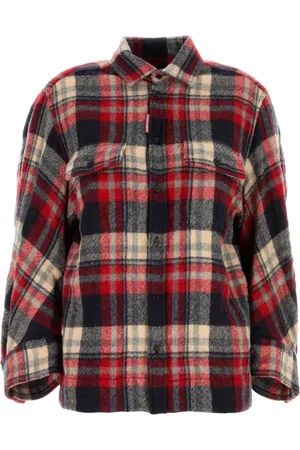 Dsquared2 Bluser & Skjorter, Dame, Flerfarvet, 2XS, Uld, Broderet Flannel Dean Skjorte