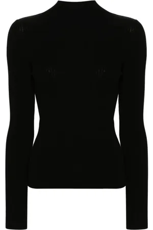 Twin-Set Strik, Dame, Sort, M, Ribstrikket Turtleneck Sweaters Sort