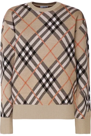 Burberry Strik, Dame, , S, Uld, Kashmir Rund Hals Sweater Vintage Check