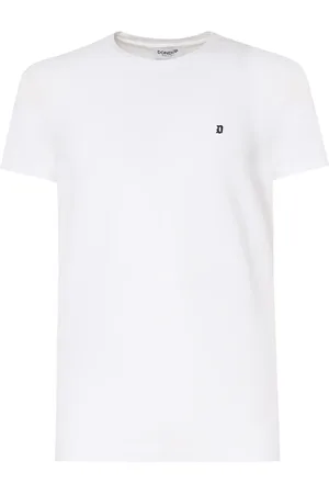 Dondup Top, Herre, Hvid, 2XL, Bomuld, Hvid bomulds T-shirt med logo