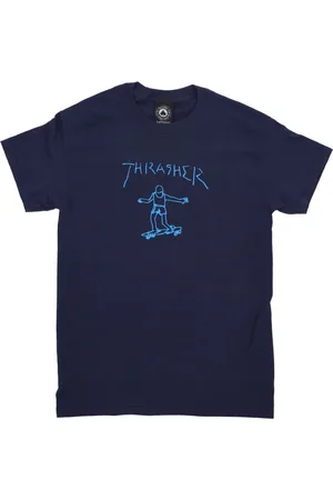 Thrasher Top, unisex, Blå, S, Bomuld, Logo Print Tee Navy/Light