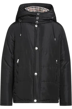 Aquascutum Jakke, Herre, Sort, S, Uld, Sort Polyamidjakke med Aftagelig Hætte