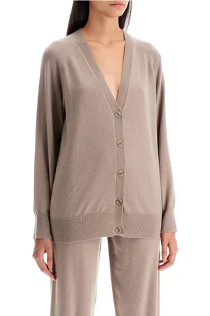 Max Mara Strik, Dame, Brun, M, Uld, Blød Uld Cashmere V-Hals Cardigan
